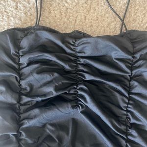 Ruched black cocktail dress medium